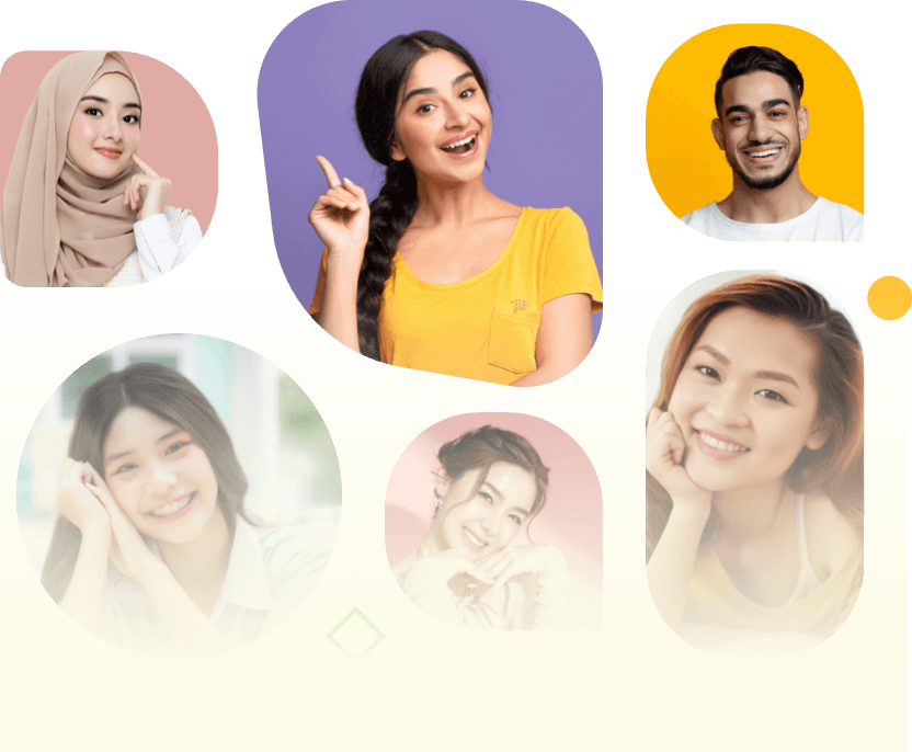 Photo thumbnails of diverse Asian users on SollaChat ready to chat